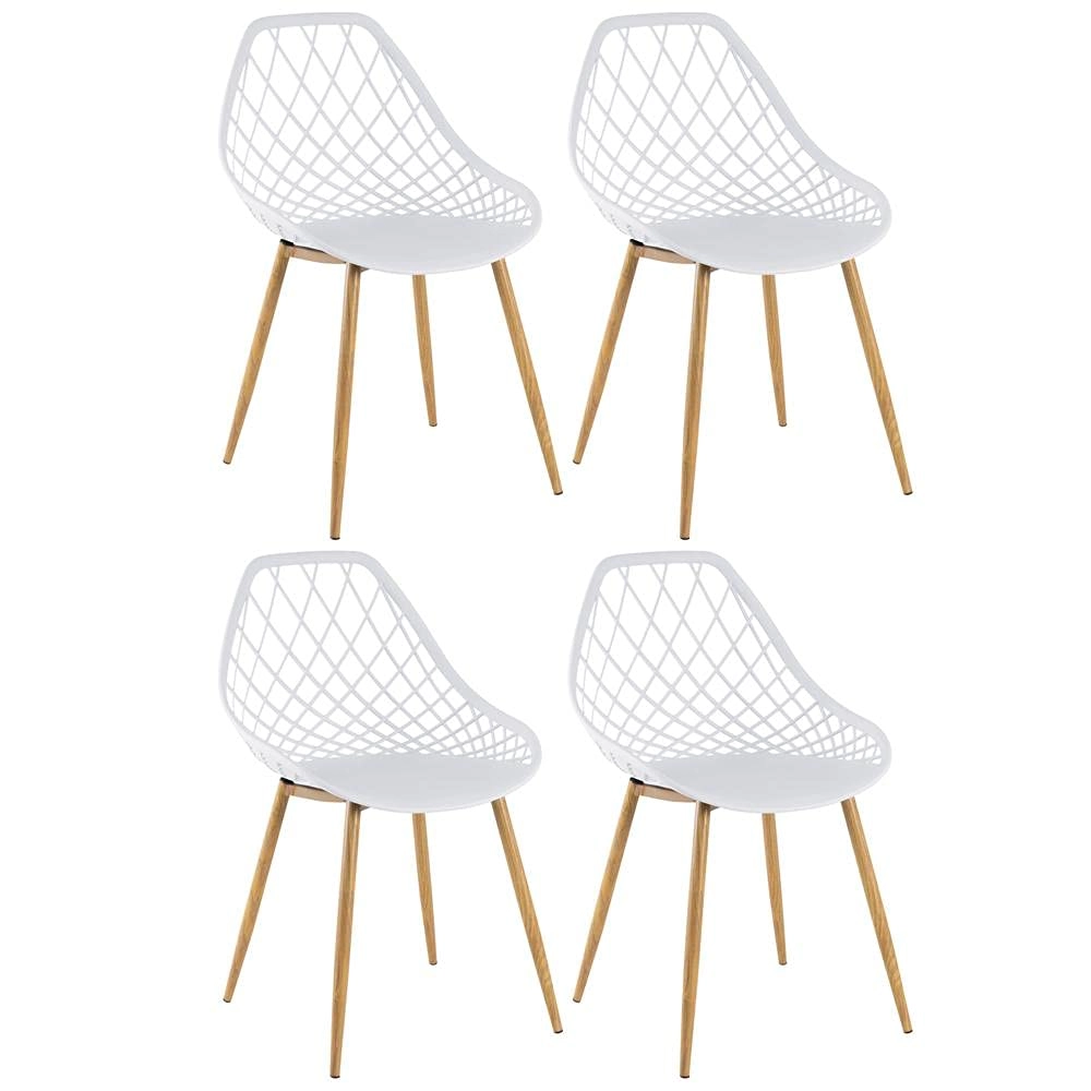Kit com 4 Cadeiras de jantar Clarice Cloe com design contemporâneo - Branco Kit com 4 Cadeiras de jantar Clarice Cloe com design contemporâneo - Branco