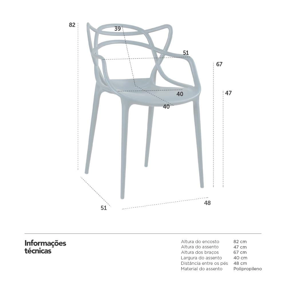 Kit com 4 Cadeiras Design Allegra Polipropileno Injetado Alta Densidade Empilhável Sala Cozinha Jantar Bar Jardim Varanda Azul Petróleo