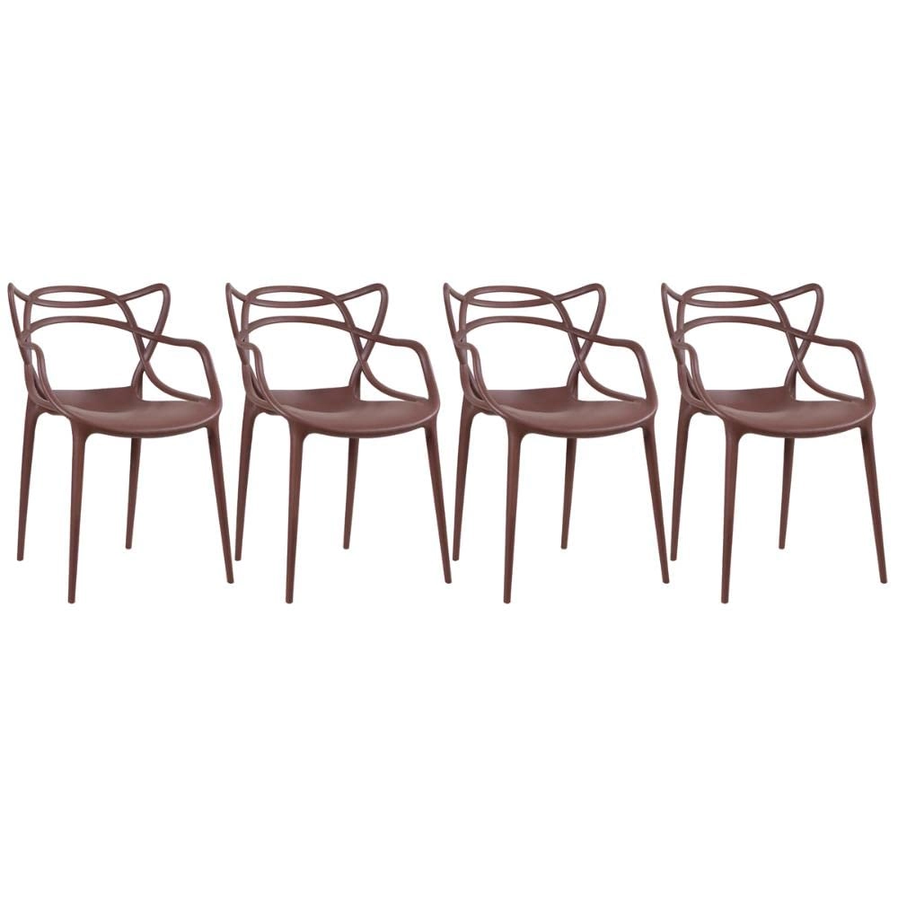 Kit com 4 Cadeiras Design Allegra Polipropileno Injetado Alta Densidade Empilhável Sala Cozinha Jantar Bar Jardim Varanda Marrom Kit com 4 Cadeiras Design Allegra Polipropileno Injetado Alta Densidade Empilhável Sala Cozinha Jantar Bar Jardim Varanda Marrom