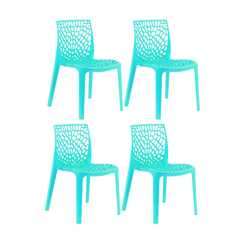 Kit com 4 Cadeiras Gruvyer com Design Contemporâneo Encosto e Assento Anatômico - Azul tiffany Kit com 4 Cadeiras Gruvyer com Design Contemporâneo Encosto e Assento Anatômico - Azul tiffany