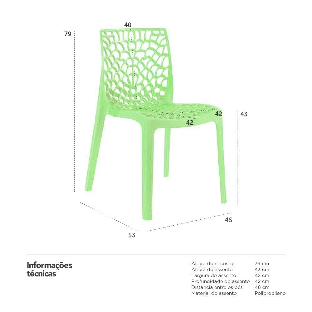 Kit com 4 Cadeiras Gruvyer com Design Contemporâneo Encosto e Assento Anatômico - Verde Claro Kit com 4 Cadeiras Gruvyer com Design Contemporâneo Encosto e Assento Anatômico - Verde Claro