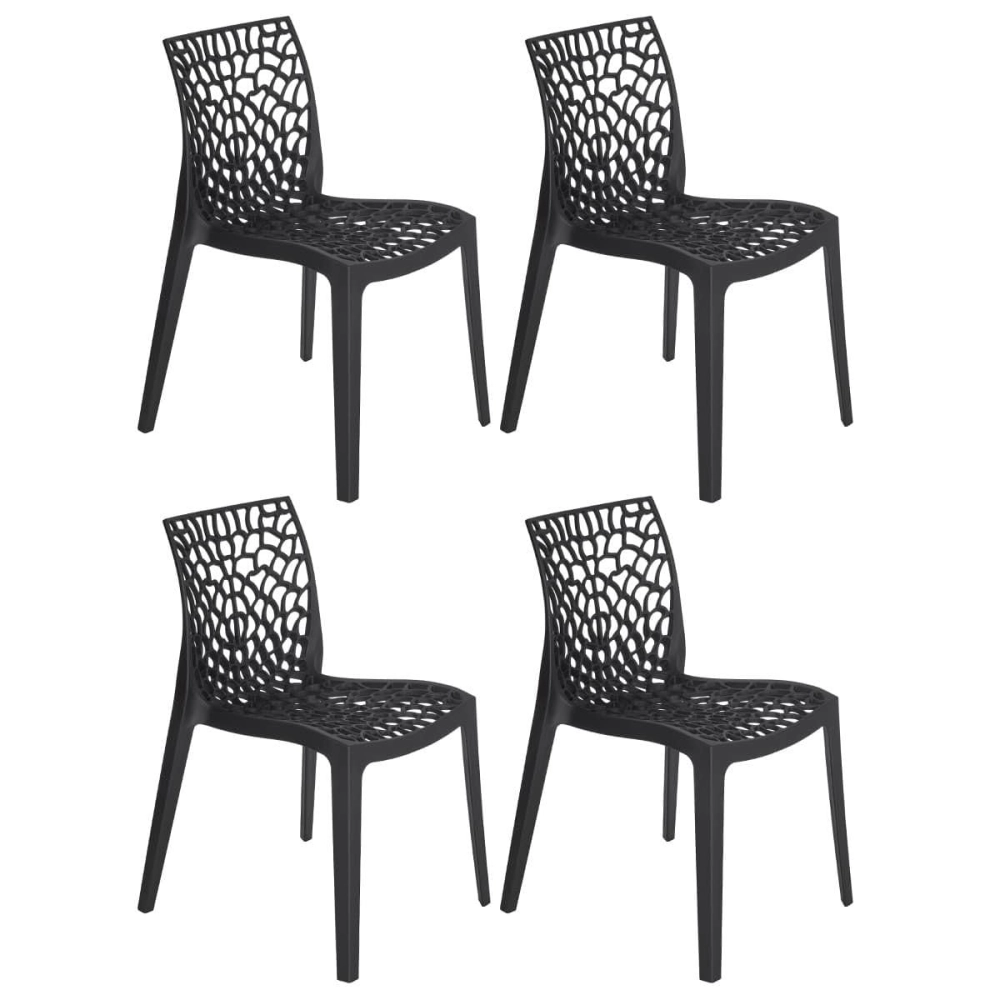 Kit com 4 Cadeiras Gruvyer, Polipropileno com Encosto Versátil para Sala de Jantar Cozinha Bar Jardim Varanda Cafeteria Shopping Salão de Festas, Fosco Preto Kit com 4 Cadeiras Gruvyer, Polipropileno com Encosto Versátil para Sala de Jantar Cozinha Bar Jardim Varanda Cafeteria Shopping Salão de Festas, Fosco Preto