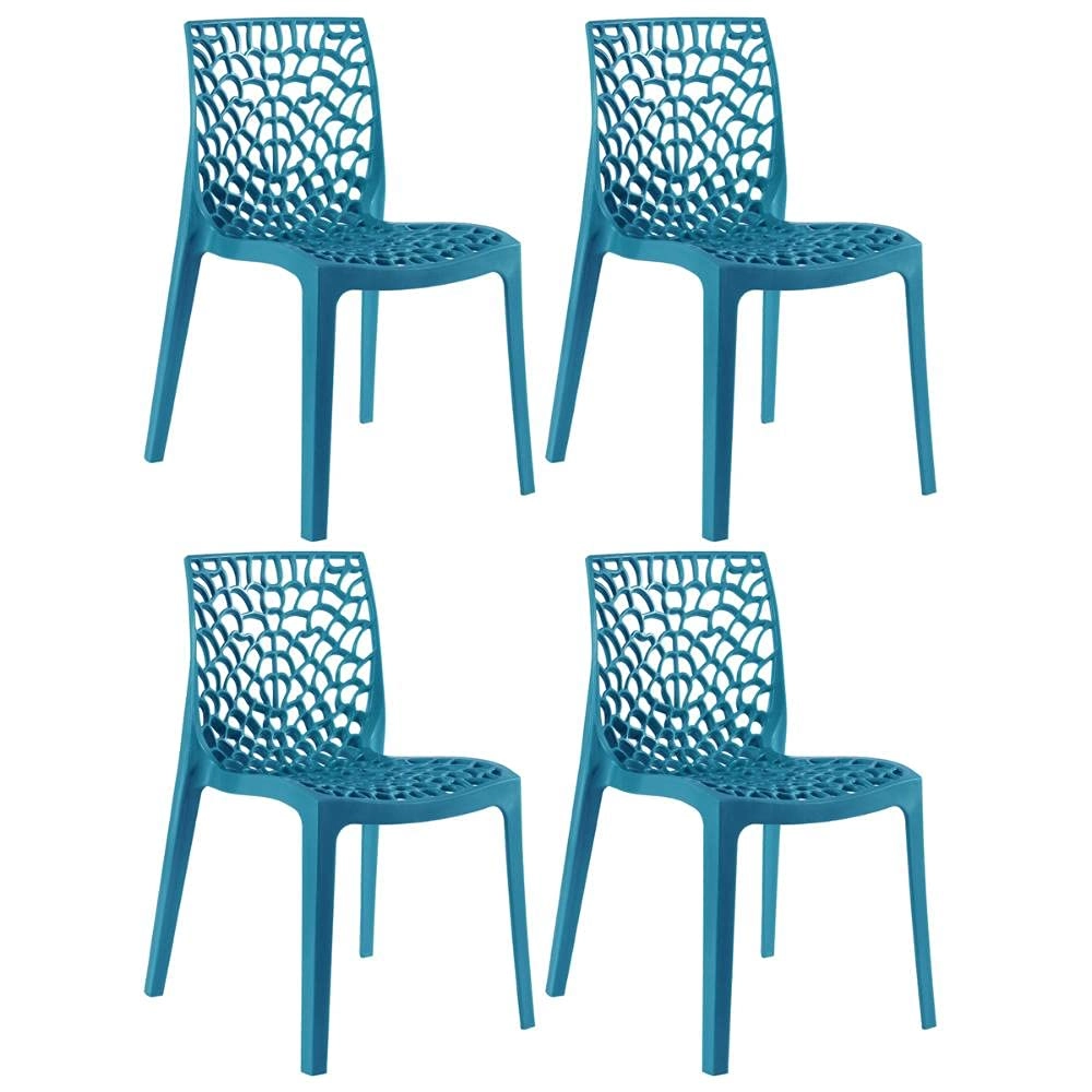 Kit com 4 Cadeiras Gruvyer, Polipropileno com Encosto Versátil para Sala de Jantar Cozinha Bar Jardim Varanda Cafeteria Shopping Salão de Festas, Turquesa Kit com 4 Cadeiras Gruvyer, Polipropileno com Encosto Versátil para Sala de Jantar Cozinha Bar Jardim Varanda Cafeteria Shopping Salão de Festas, Turquesa
