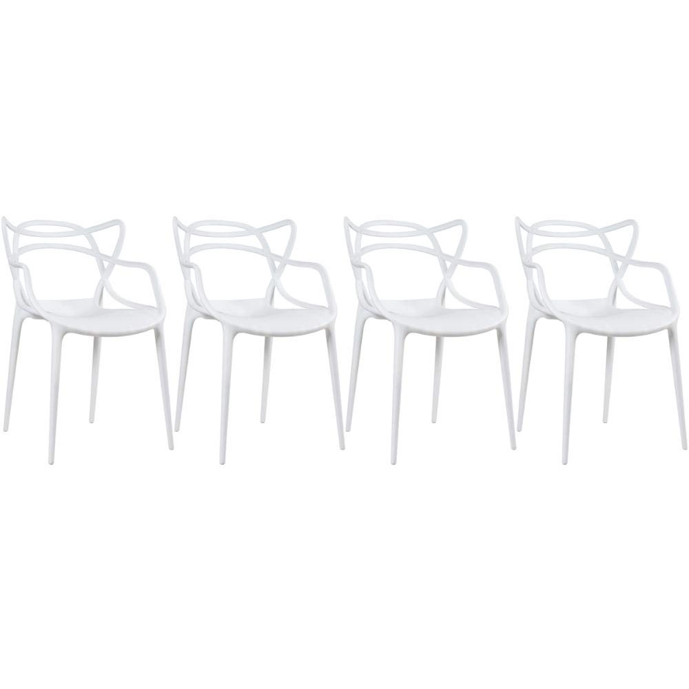 Kit com 4 Cadeiras Master Allegra Design Moderno em Polipropileno para Cozinha e Sala de Jantar - Branco Kit com 4 Cadeiras Master Allegra Design Moderno em Polipropileno para Cozinha e Sala de Jantar - Branco