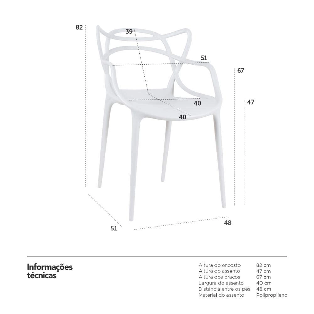 Kit com 4 Cadeiras Master Allegra Design Moderno em Polipropileno para Cozinha e Sala de Jantar - Cinza claro Kit com 4 Cadeiras Master Allegra Design Moderno em Polipropileno para Cozinha e Sala de Jantar - Cinza claro