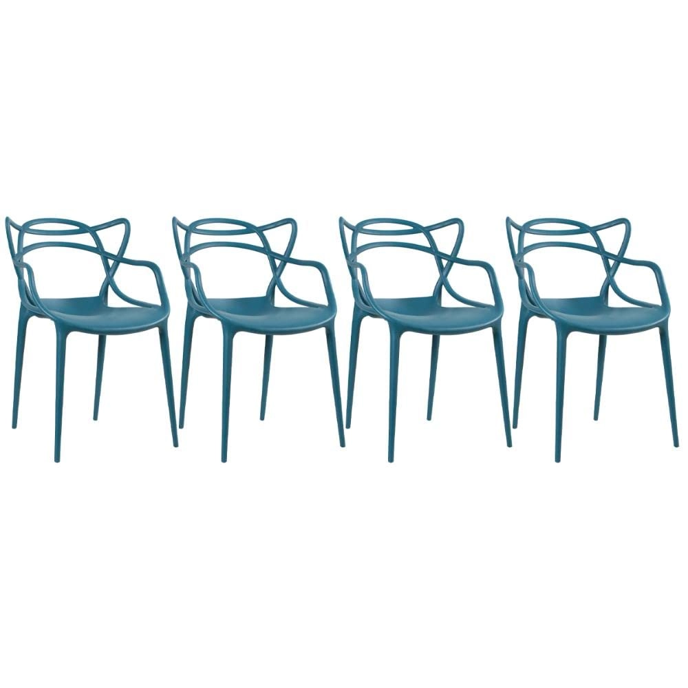 Kit com 4 Cadeiras Master Allegra Design Moderno em Polipropileno para Cozinha e Sala de Jantar - Turquesa
