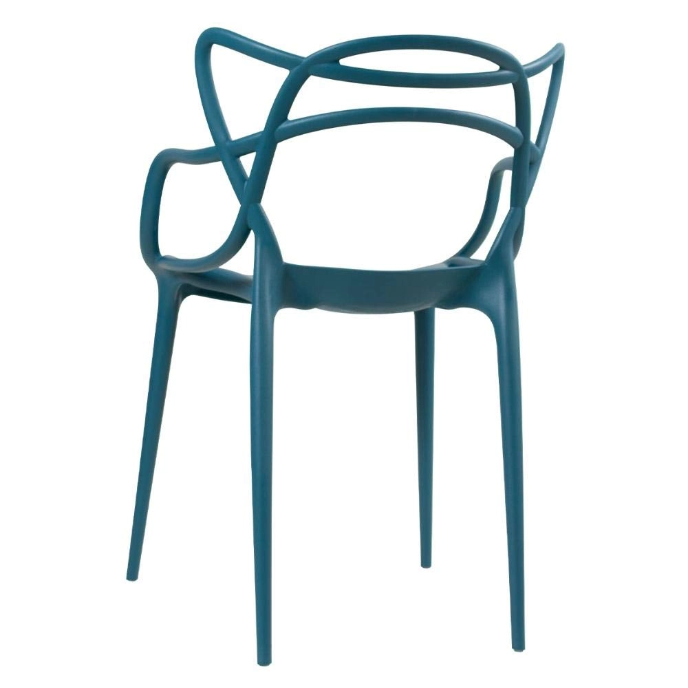 Kit com 4 Cadeiras Master Allegra Design Moderno em Polipropileno para Cozinha e Sala de Jantar - Turquesa