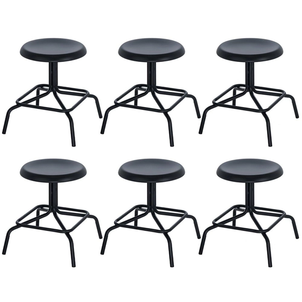 Kit com 6 Bancos baixos industriais giratórios Bolt - Preto Kit com 6 Bancos baixos industriais giratórios Bolt - Preto