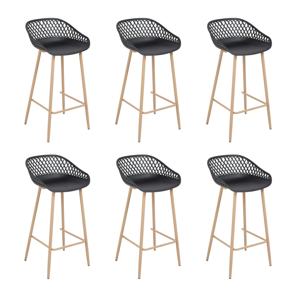 Kit com 6 Banquetas altas para bancada Clarice Cloe com base de metal - Preto Kit com 6 Banquetas altas para bancada Clarice Cloe com base de metal - Preto