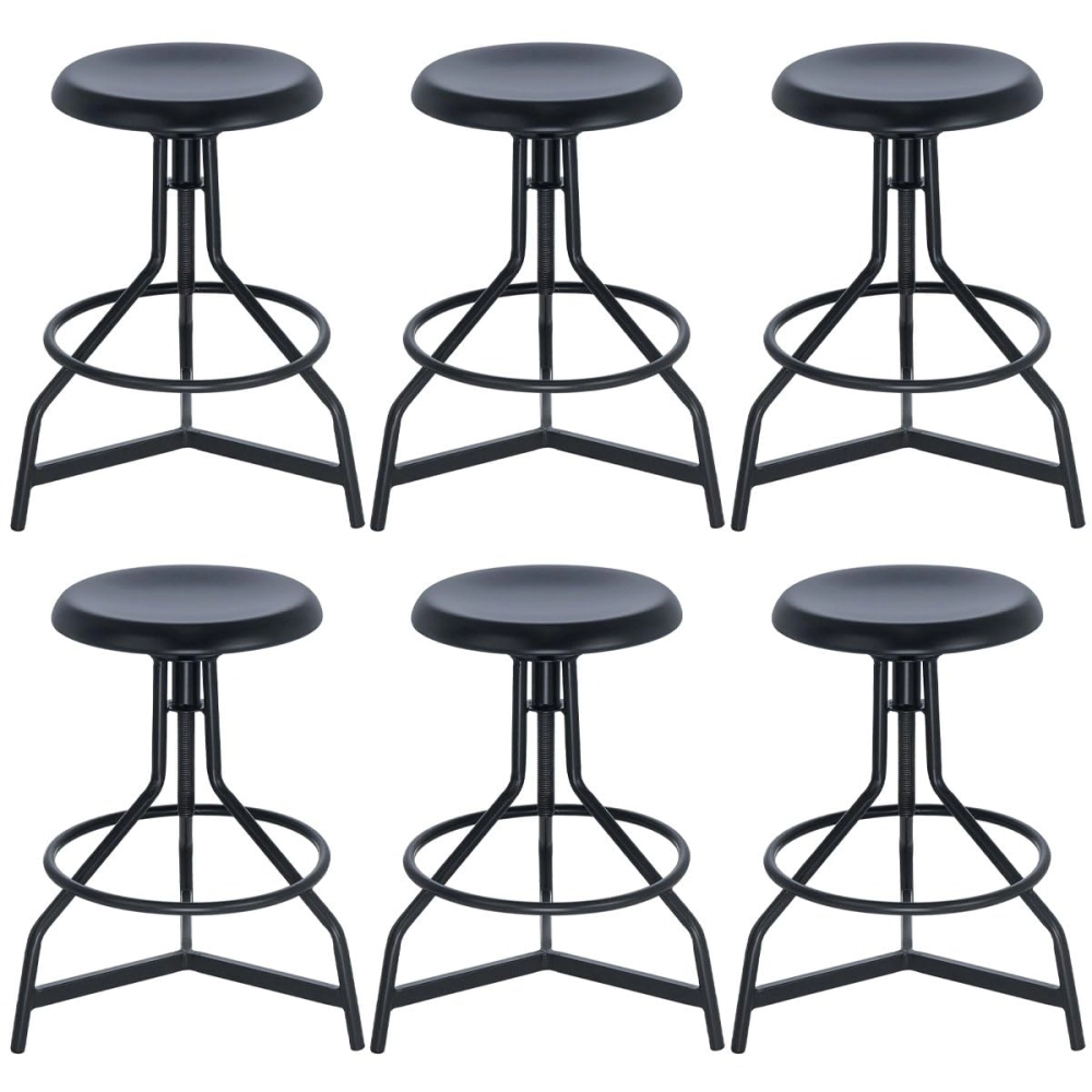 Kit com 6 Banquetas altas para cozinha industrial York com banco giratório - Preto Kit com 6 Banquetas altas para cozinha industrial York com banco giratório - Preto
