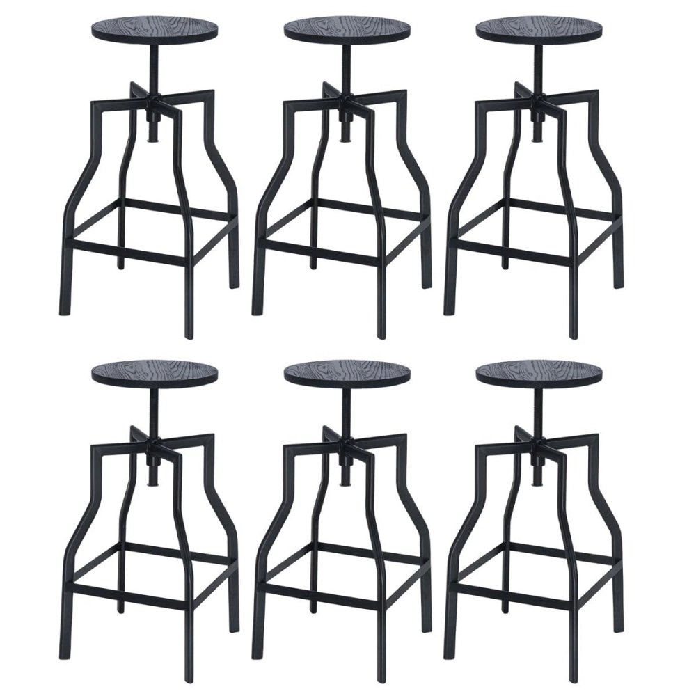 Kit com 6 Banquetas giratórias industriais Turner - Preto Kit com 6 Banquetas giratórias industriais Turner - Preto