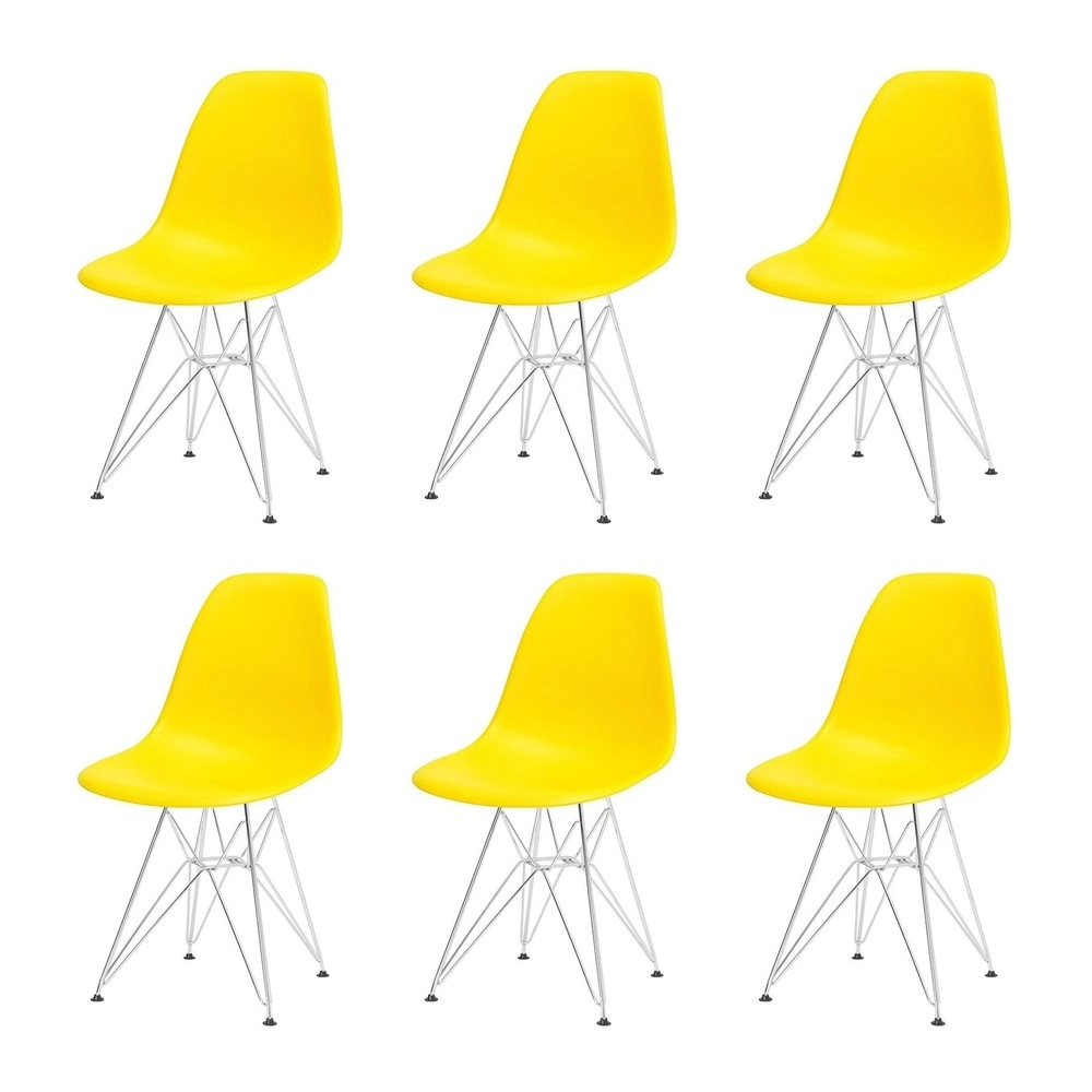 Kit com 6 Cadeiras de jantar Charles Eames Eiffel DKR em Polipropileno - Amarelo Kit com 6 Cadeiras de jantar Charles Eames Eiffel DKR em Polipropileno - Amarelo