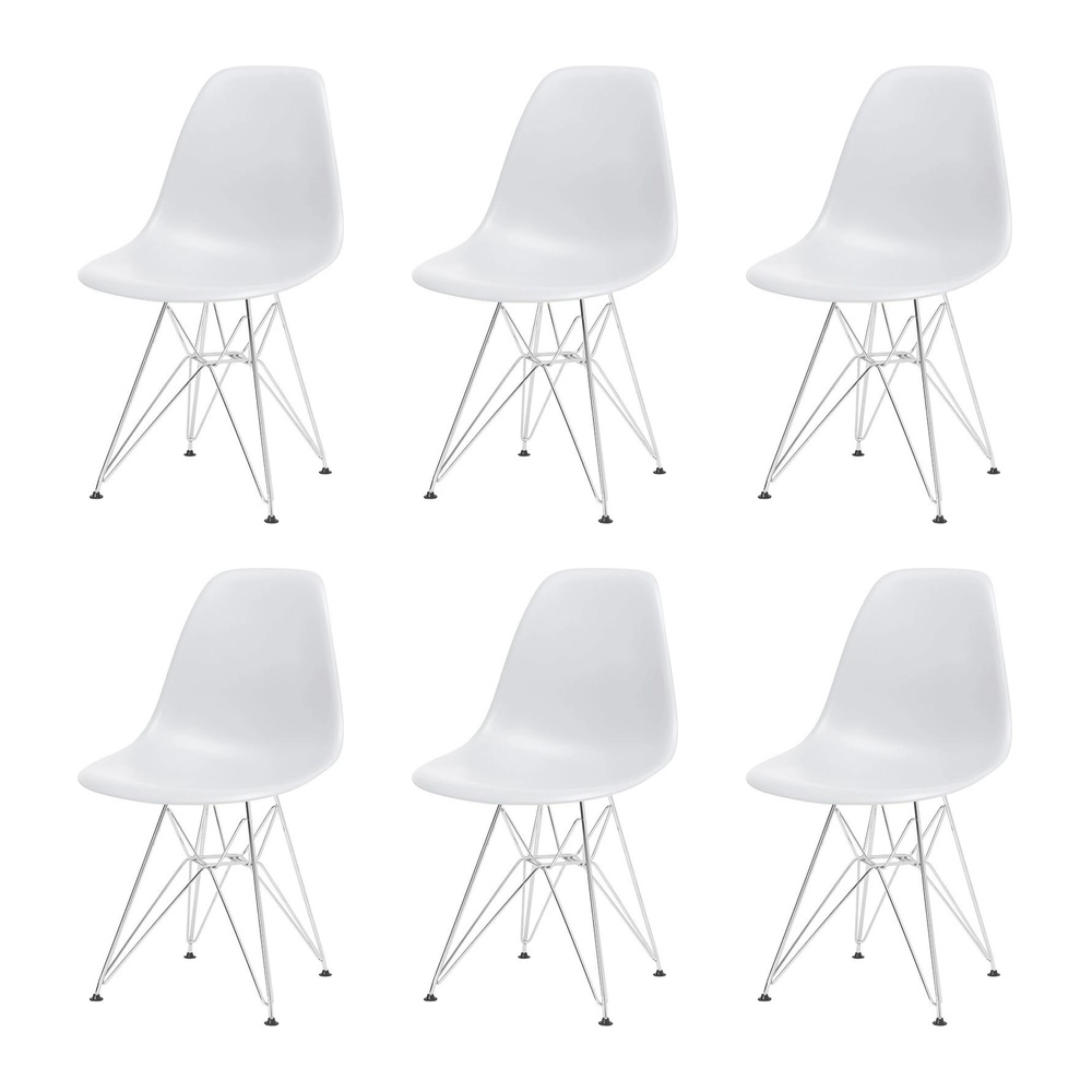 Kit com 6 Cadeiras de jantar Charles Eames Eiffel DKR em Polipropileno - Cinza claro Kit com 6 Cadeiras de jantar Charles Eames Eiffel DKR em Polipropileno - Cinza claro