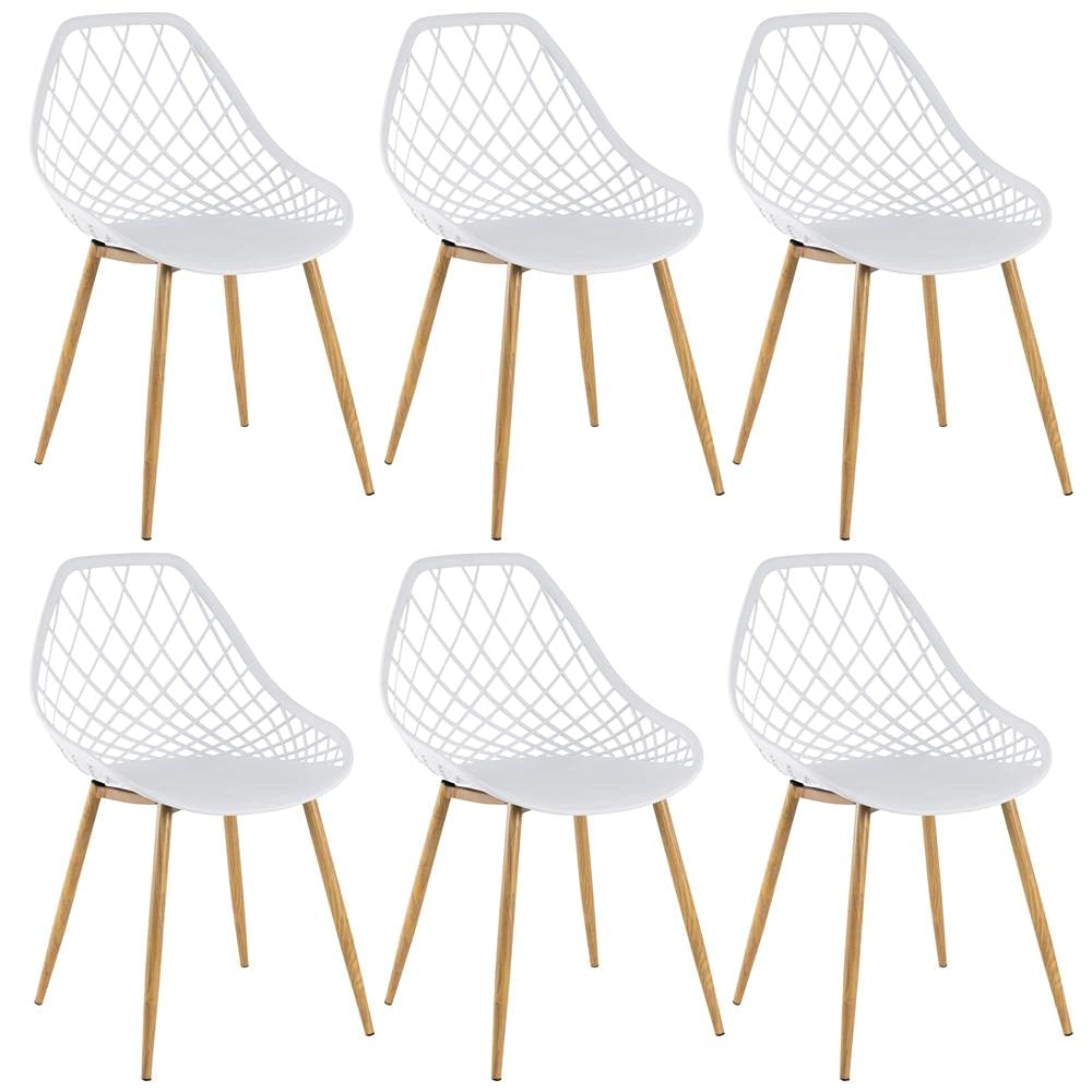 Kit com 6 Cadeiras de jantar Clarice Cloe com design contemporâneo - Branco Kit com 6 Cadeiras de jantar Clarice Cloe com design contemporâneo - Branco