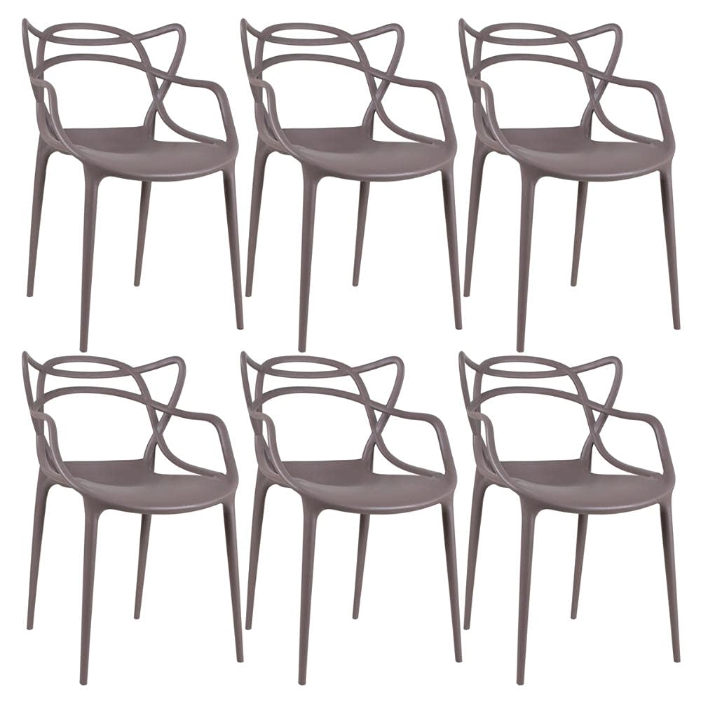 Kit com 6 Cadeiras Design Allegra Polipropileno Injetado Alta Densidade Empilhável Sala Cozinha Jantar Bar Jardim Varanda Fendi