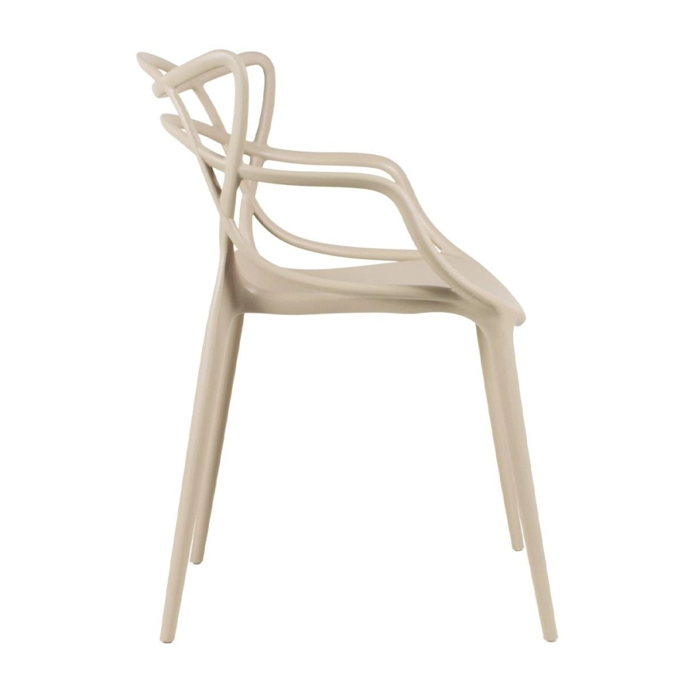 Kit com 6 Cadeiras Design Allegra Polipropileno Injetado Alta Densidade Empilhável Sala Cozinha Jantar Bar Jardim Varanda Nude Bege