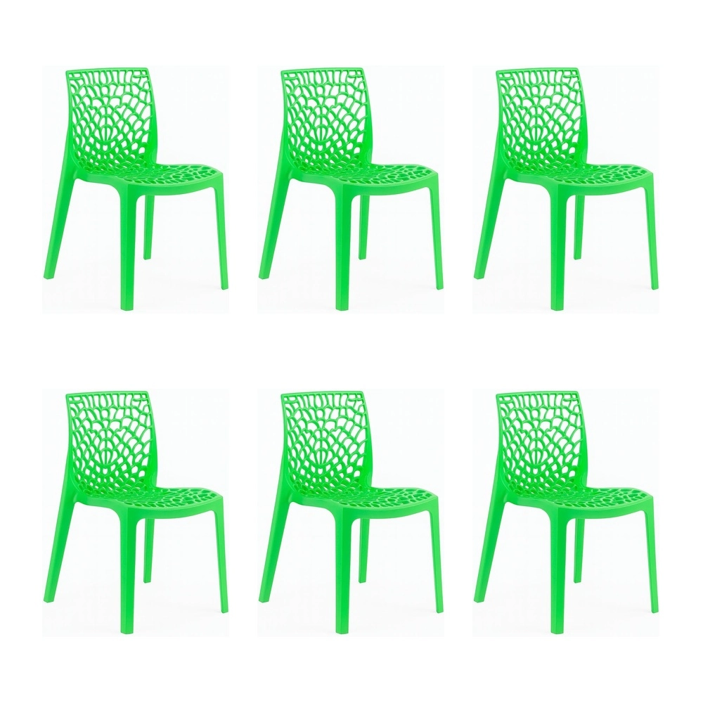 Kit com 6 Cadeiras Gruvyer com Design Contemporâneo Encosto e Assento Anatômico - Verde Claro Kit com 6 Cadeiras Gruvyer com Design Contemporâneo Encosto e Assento Anatômico - Verde Claro