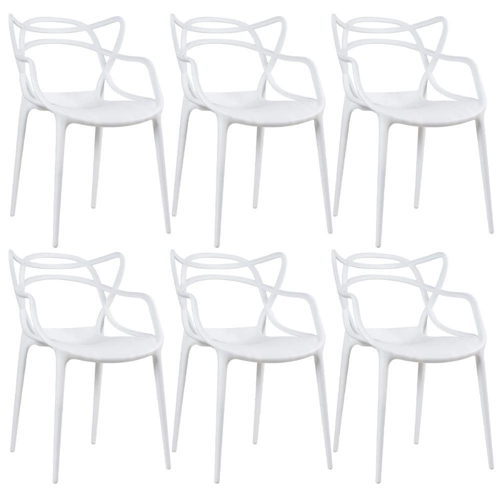 Kit com 6 Cadeiras Master Allegra Design Moderno em Polipropileno para Cozinha e Sala de Jantar - Branco Kit com 6 Cadeiras Master Allegra Design Moderno em Polipropileno para Cozinha e Sala de Jantar - Branco