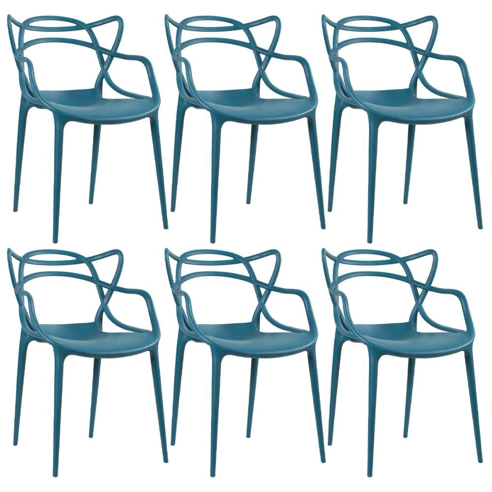 Kit com 6 Cadeiras Master Allegra Design Moderno em Polipropileno para Cozinha e Sala de Jantar - Turquesa