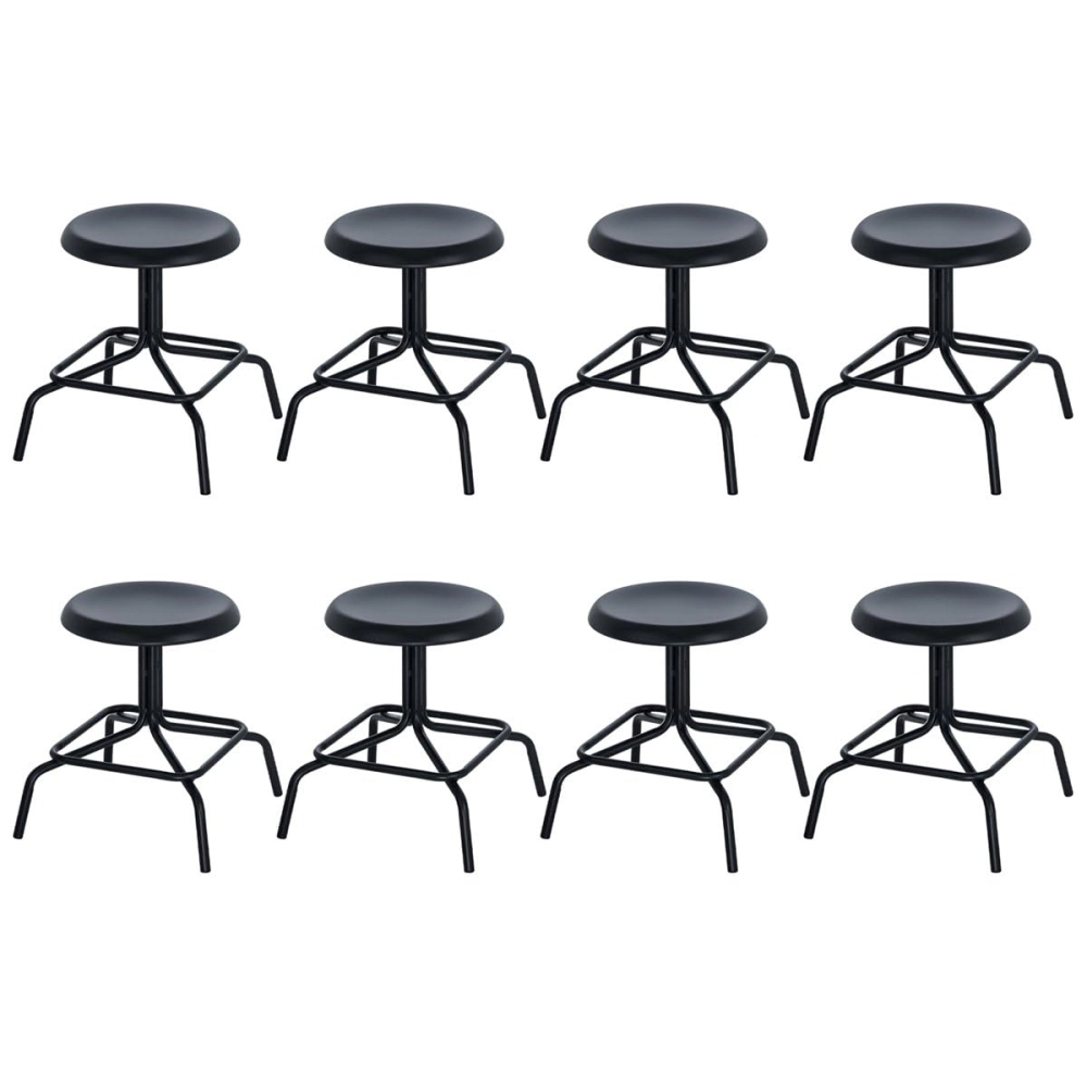 Kit com 8 Bancos baixos industriais giratórios Bolt - Preto Kit com 8 Bancos baixos industriais giratórios Bolt - Preto