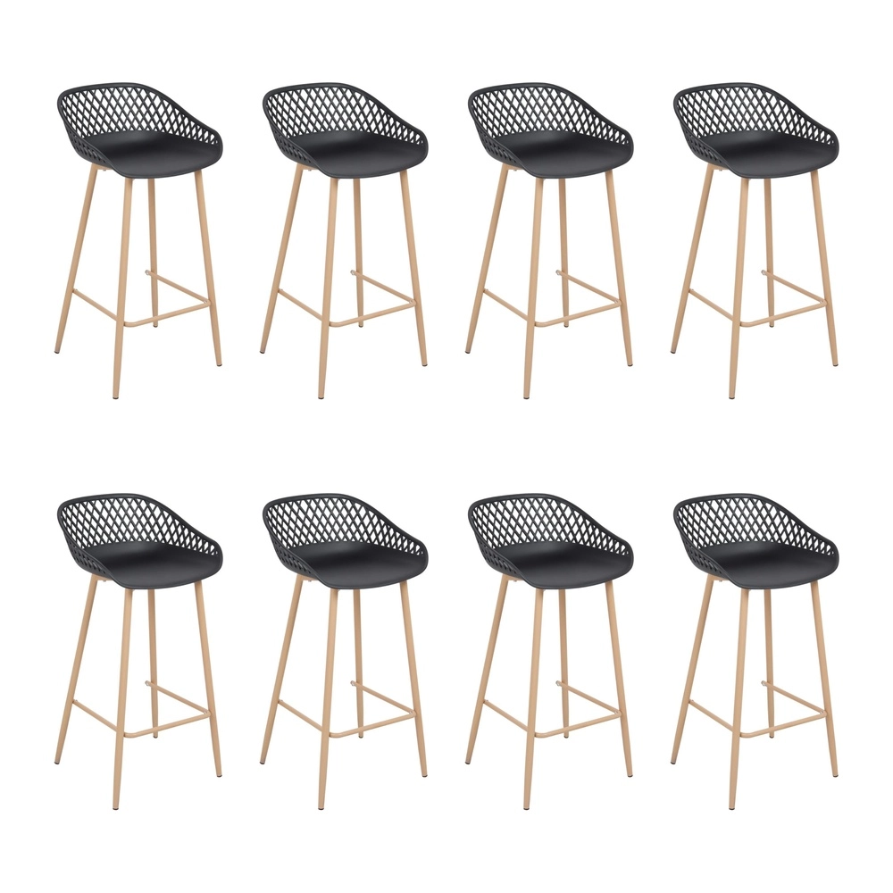 Kit com 8 Banquetas altas para bancada Clarice Cloe com base de metal - Preto Kit com 8 Banquetas altas para bancada Clarice Cloe com base de metal - Preto