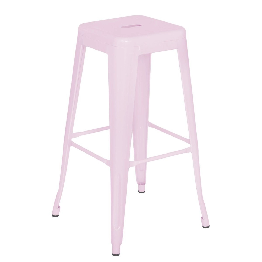 Kit com 8 Banquetas altas para bancada Iron Tolix 76 cm - Rosa claro