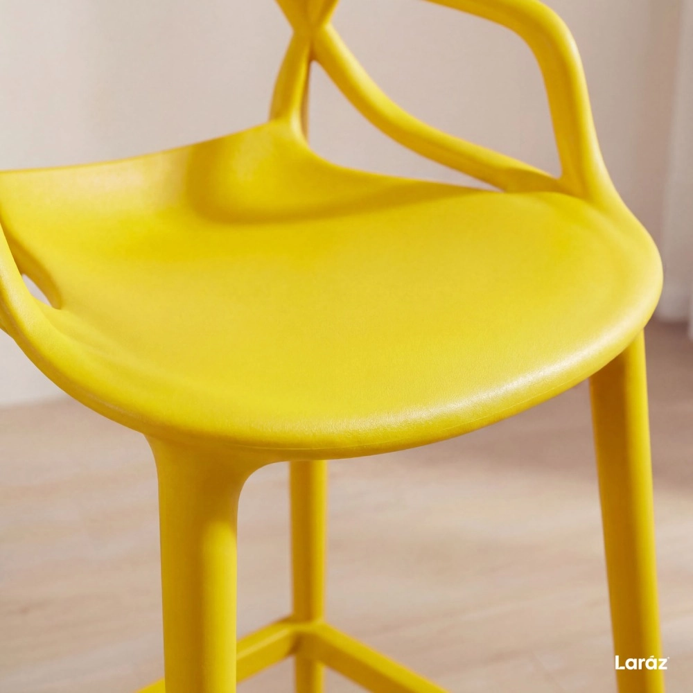 Kit com 8 Banquetas altas para bancada Master Allegra em Polipropileno 78 cm - Amarelo