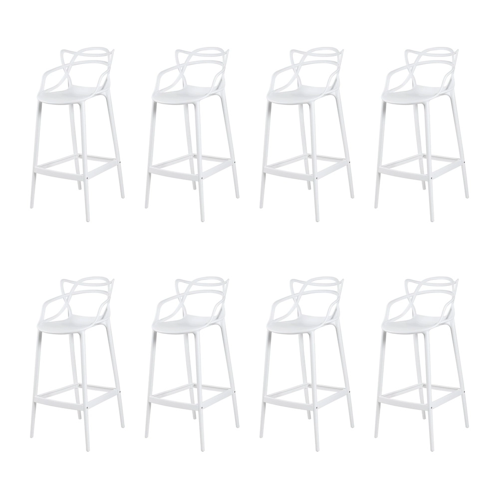 Kit com 8 Banquetas altas para bancada Master Allegra em Polipropileno 78 cm - Branco