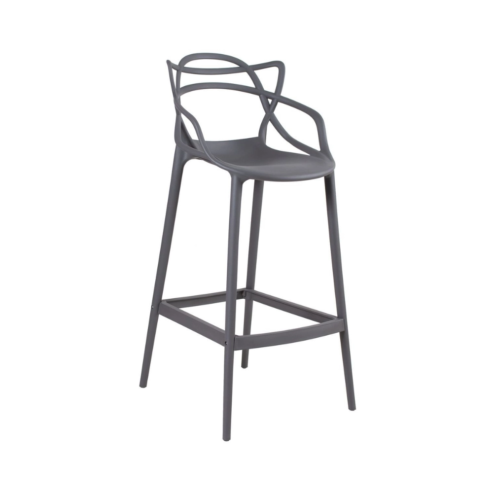 Kit com 8 Banquetas altas para bancada Master Allegra em Polipropileno 78 cm - Cinza escuro Kit com 8 Banquetas altas para bancada Master Allegra em Polipropileno 78 cm - Cinza escuro