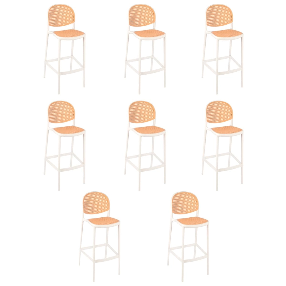 Kit com 8 Banquetas altas para bancada Mumbai com assento anatômico 78 cm – Branco Kit com 8 Banquetas altas para bancada Mumbai com assento anatômico 78 cm – Branco