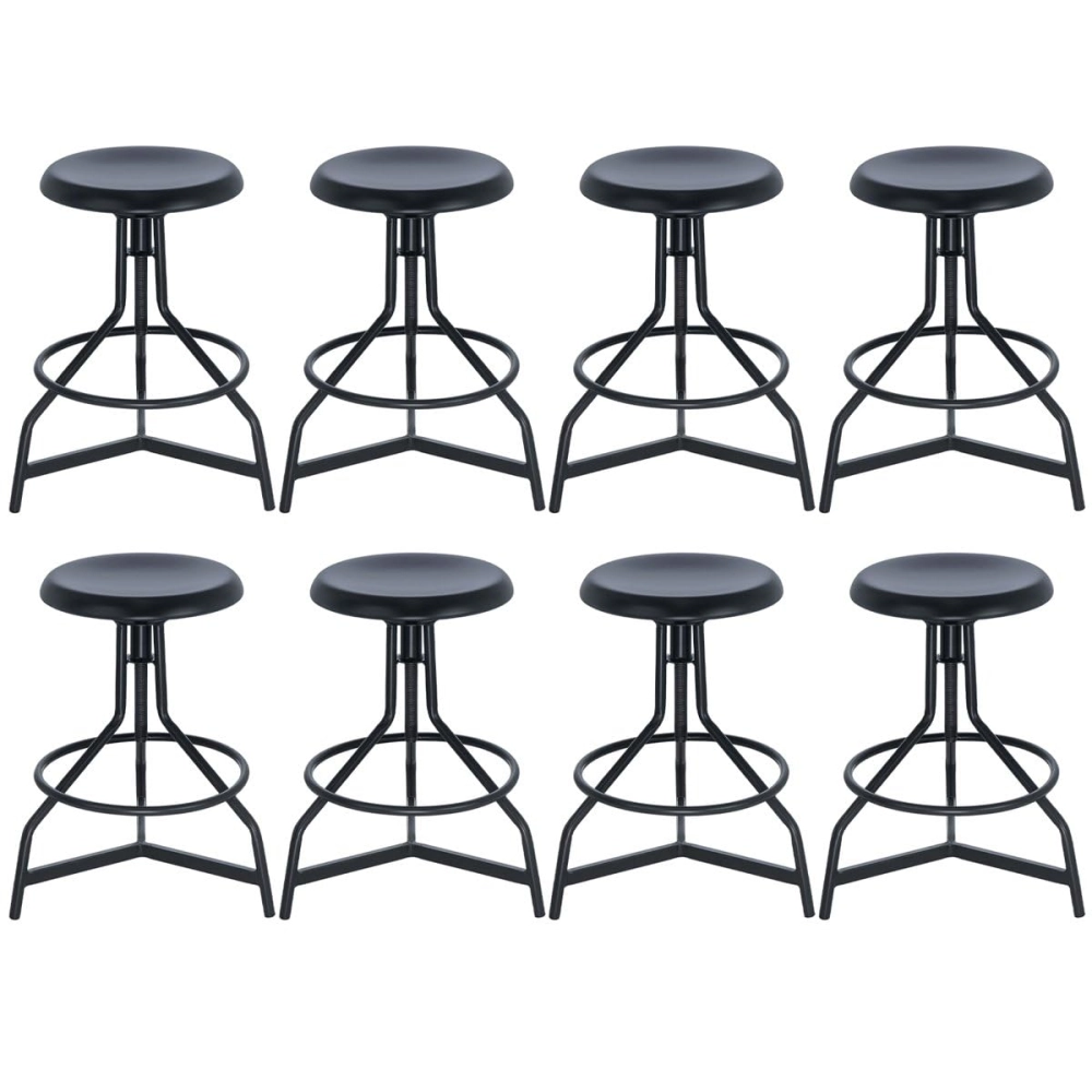 Kit com 8 Banquetas altas para cozinha industrial York com banco giratório - Preto Kit com 8 Banquetas altas para cozinha industrial York com banco giratório - Preto
