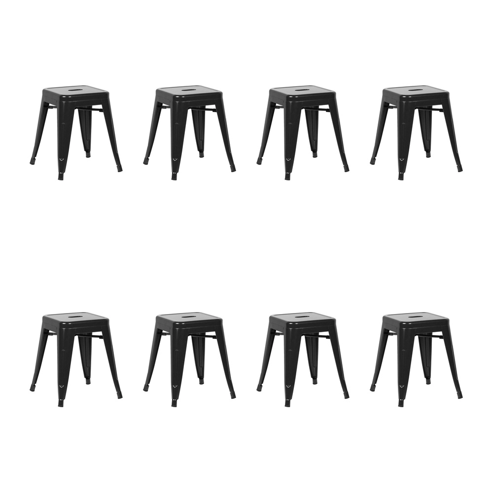 Kit com 8 Banquetas baixas para cozinha Iron Tolix 45 cm - Preto Kit com 8 Banquetas baixas para cozinha Iron Tolix 45 cm - Preto
