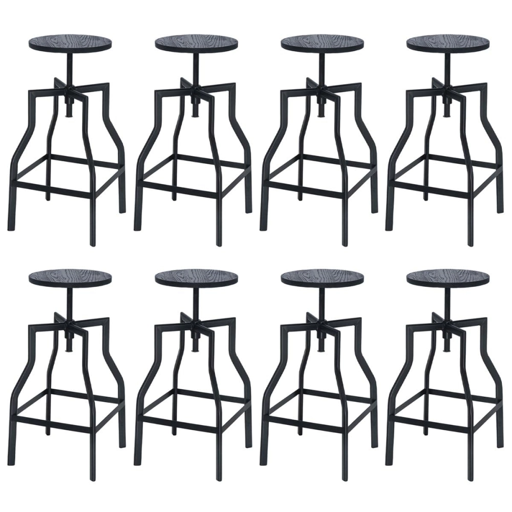 Kit com 8 Banquetas giratórias industriais Turner - Preto Kit com 8 Banquetas giratórias industriais Turner - Preto