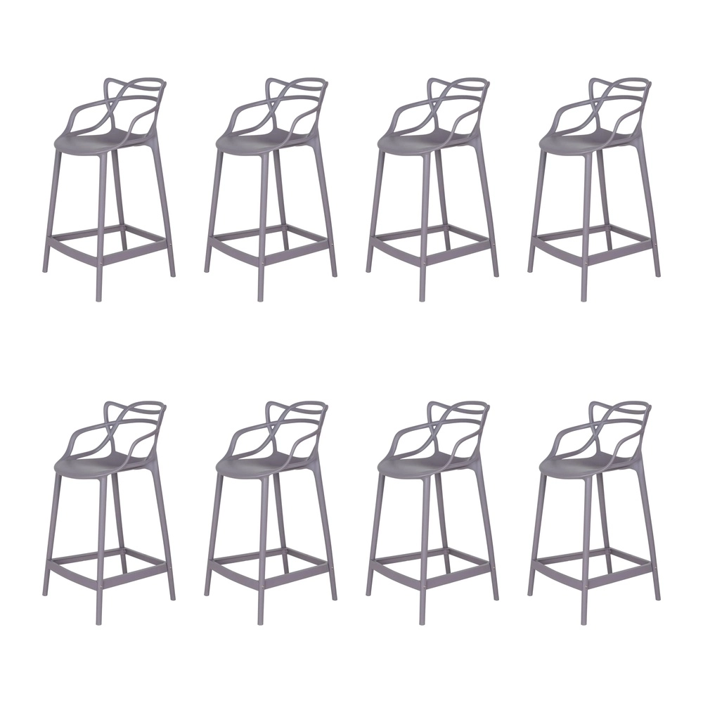 Kit com 8 Banquetas Médias Master Allegra em Polipropileno para Bancada 66 cm - Fendi