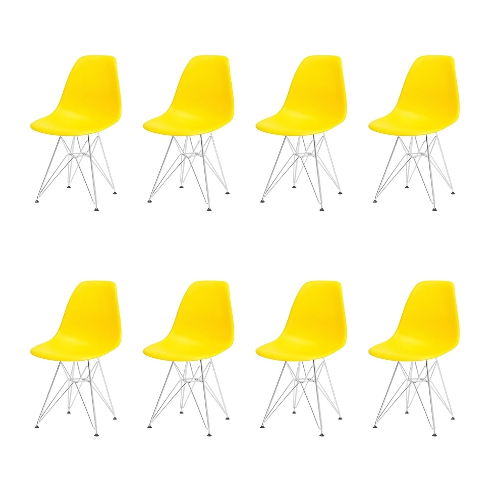 Kit com 8 Cadeiras de jantar Charles Eames Eiffel DKR em Polipropileno - Amarelo Kit com 8 Cadeiras de jantar Charles Eames Eiffel DKR em Polipropileno - Amarelo