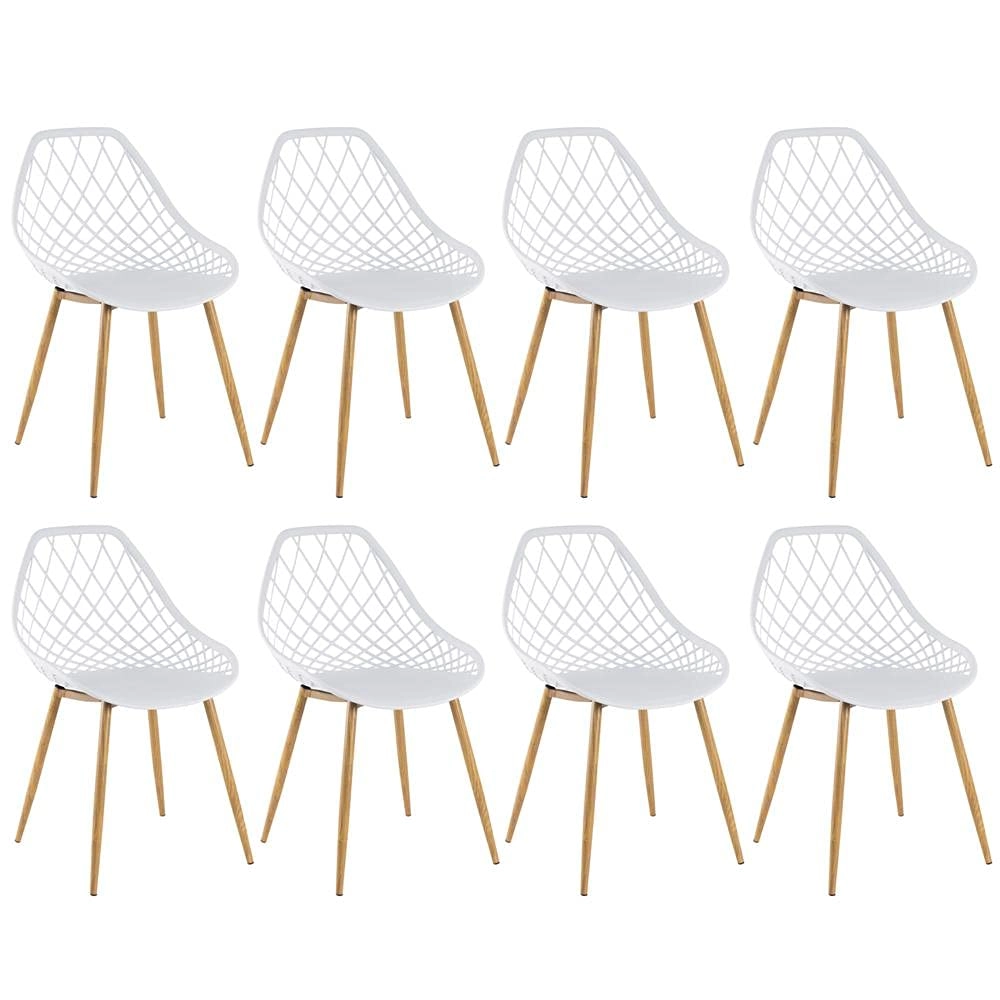 Kit com 8 Cadeiras de jantar Clarice Cloe com design contemporâneo - Branco Kit com 8 Cadeiras de jantar Clarice Cloe com design contemporâneo - Branco