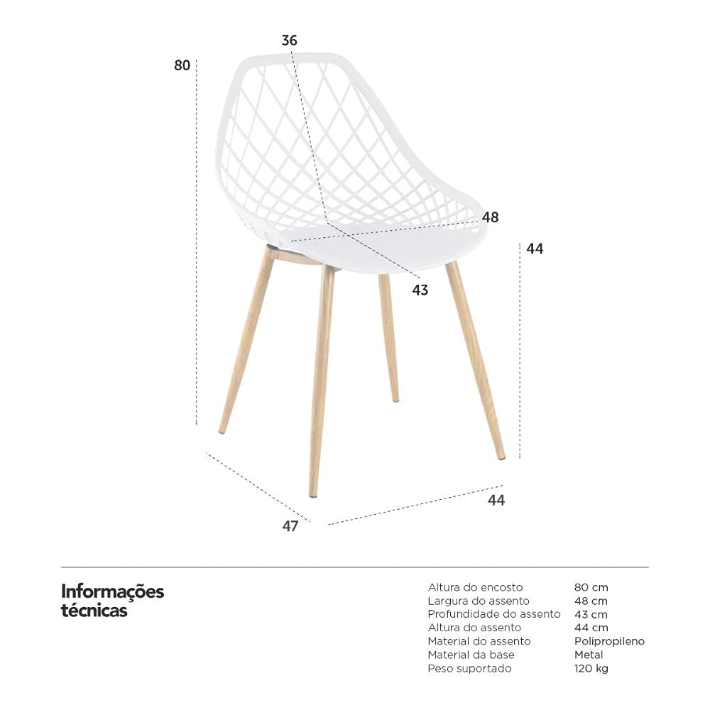 Kit com 8 Cadeiras de jantar Clarice Cloe com design contemporâneo - Branco Kit com 8 Cadeiras de jantar Clarice Cloe com design contemporâneo - Branco