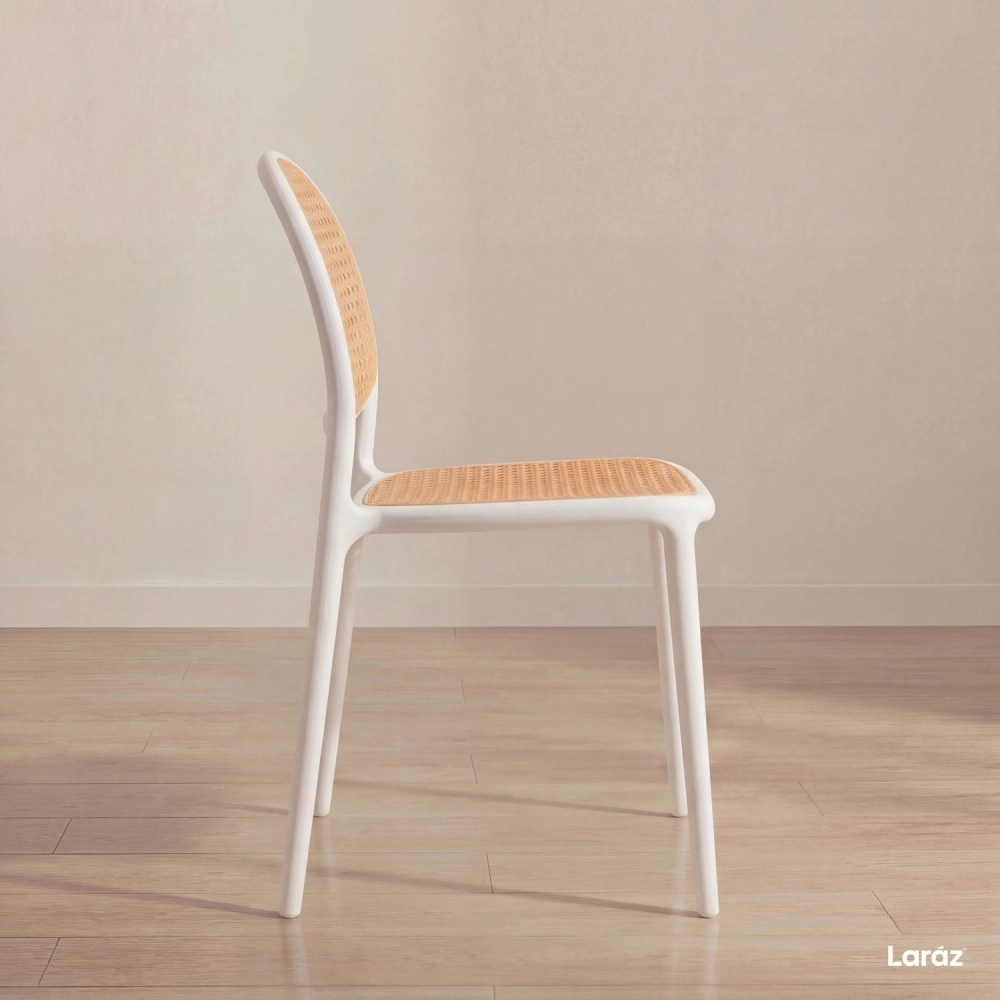 Kit com 8 Cadeiras de jantar Mumbai de telinha com design contemporâneo e assento anatômico – Branco
