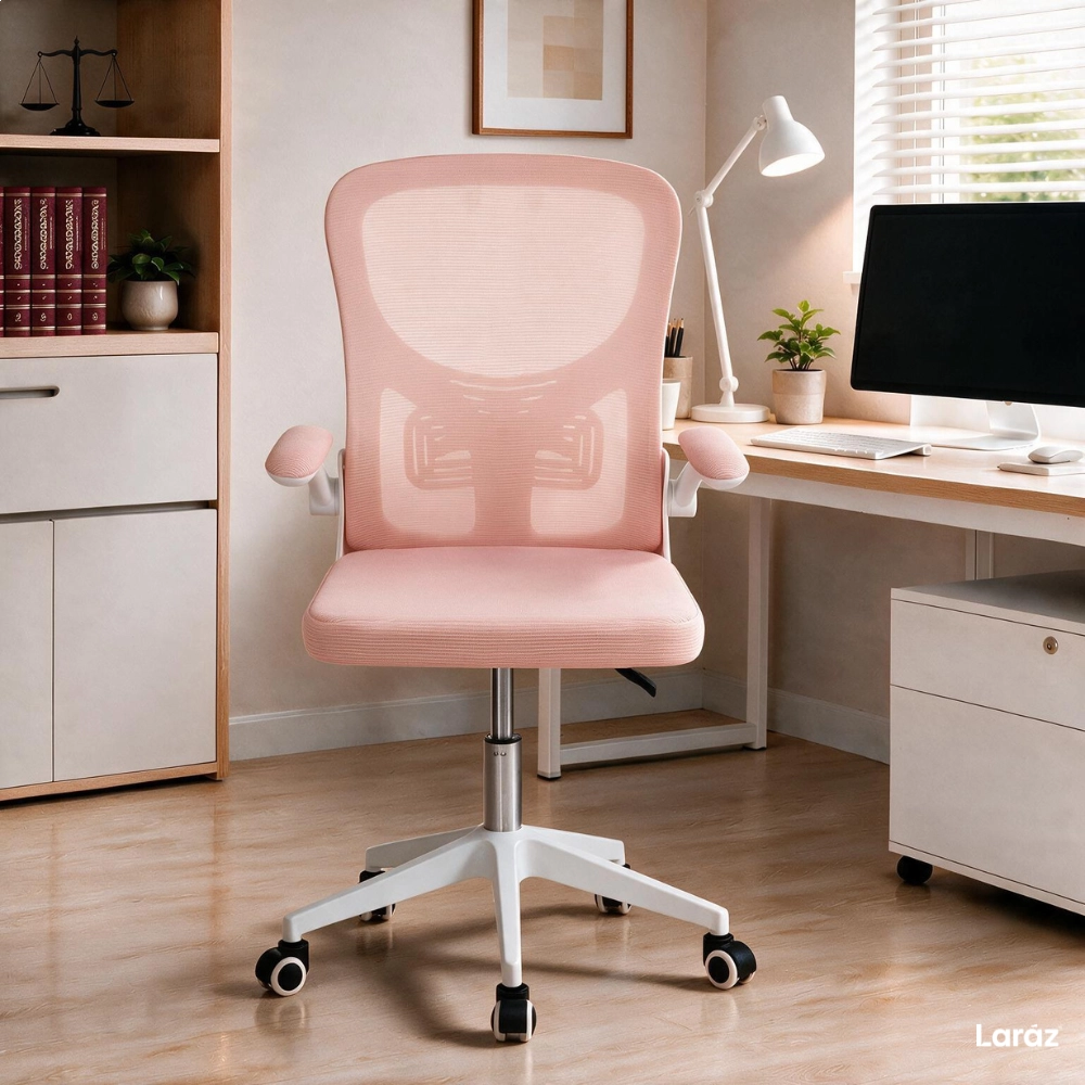 Kit com 8 Cadeiras escritório rodizio office Bytes - Rosa claro Kit com 8 Cadeiras escritório rodizio office Bytes - Rosa claro
