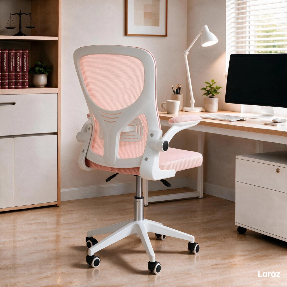Kit com 8 Cadeiras escritório rodizio office Bytes - Rosa claro Kit com 8 Cadeiras escritório rodizio office Bytes - Rosa claro