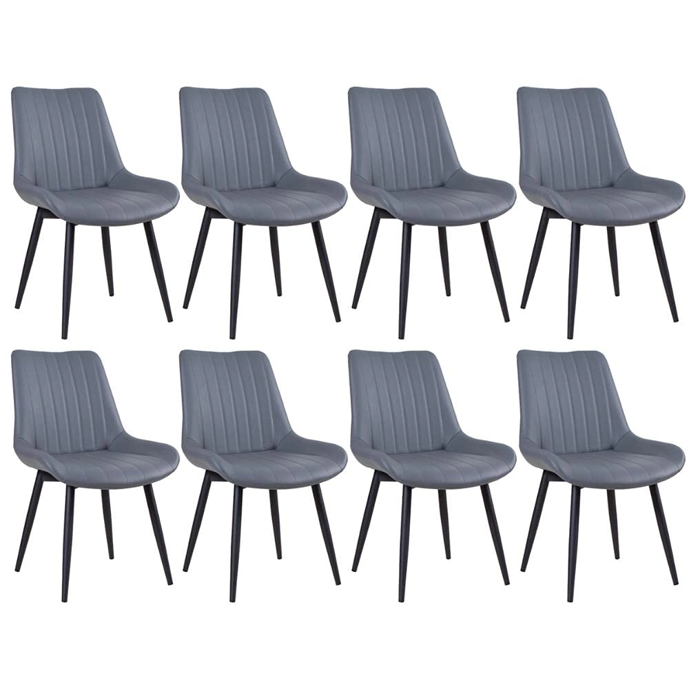 Kit com 8 Cadeiras estofadas Chicago com design industrial - Cinza Vintage