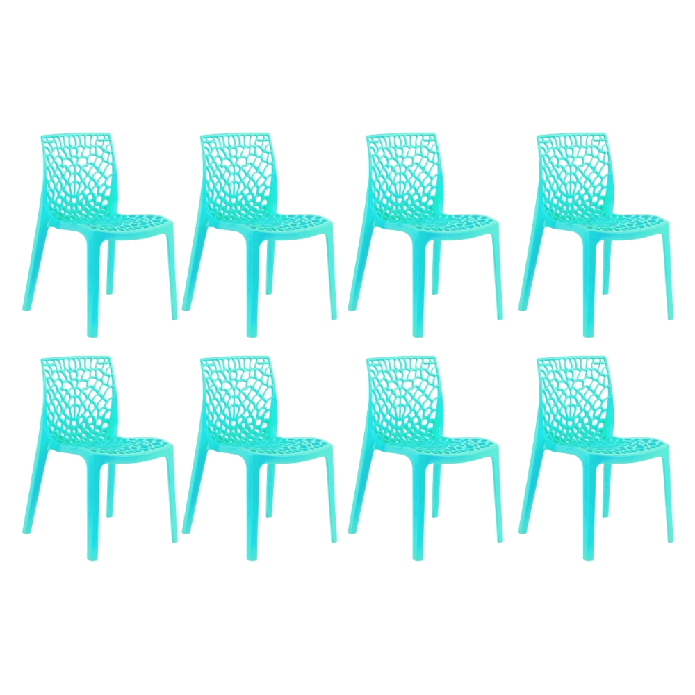 Kit com 8 Cadeiras Gruvyer com Design Contemporâneo Encosto e Assento Anatômico - Azul tiffany