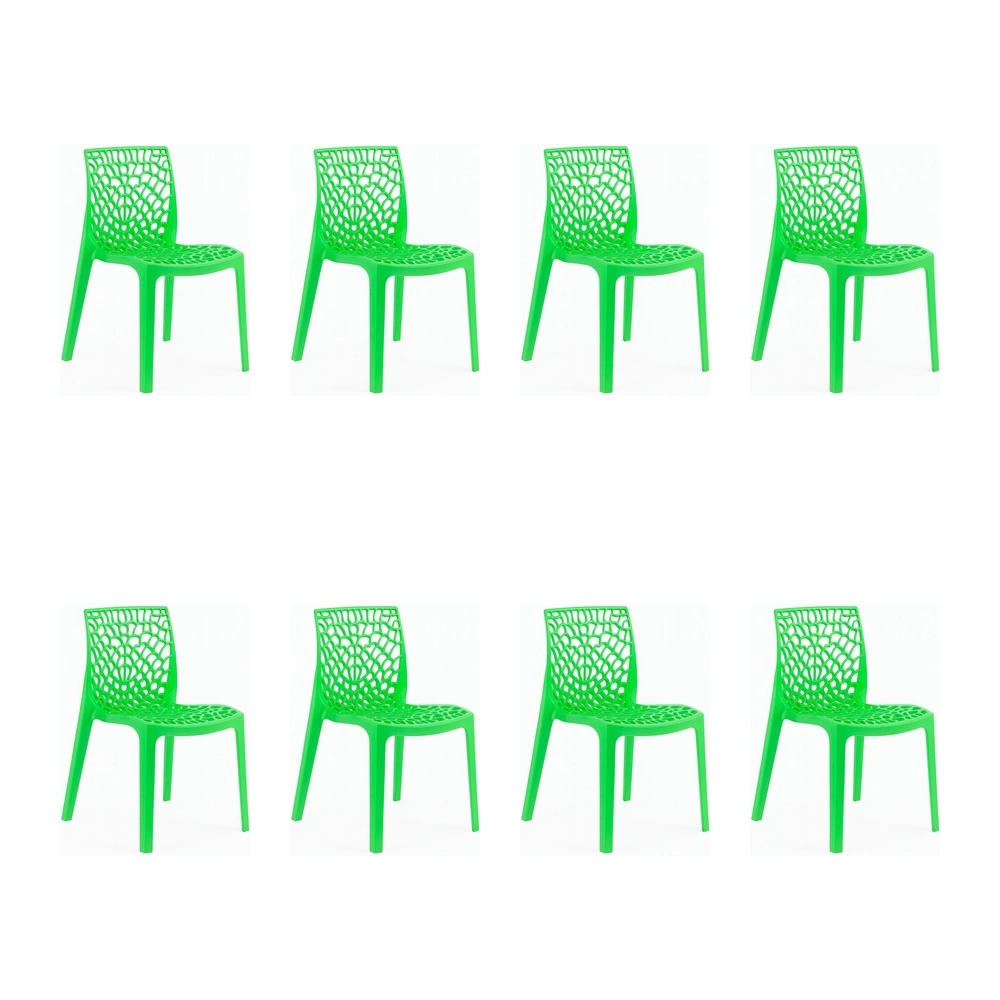 Kit com 8 Cadeiras Gruvyer com Design Contemporâneo Encosto e Assento Anatômico - Verde Claro Kit com 8 Cadeiras Gruvyer com Design Contemporâneo Encosto e Assento Anatômico - Verde Claro