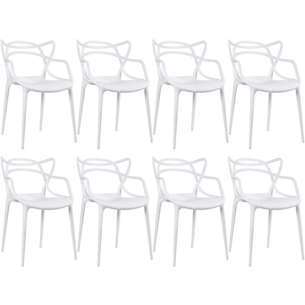 Kit com 8 Cadeiras Master Allegra Design Moderno em Polipropileno para Cozinha e Sala de Jantar - Branco Kit com 8 Cadeiras Master Allegra Design Moderno em Polipropileno para Cozinha e Sala de Jantar - Branco