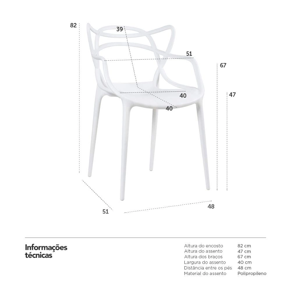 Kit com 8 Cadeiras Master Allegra Design Moderno em Polipropileno para Cozinha e Sala de Jantar - Branco Kit com 8 Cadeiras Master Allegra Design Moderno em Polipropileno para Cozinha e Sala de Jantar - Branco