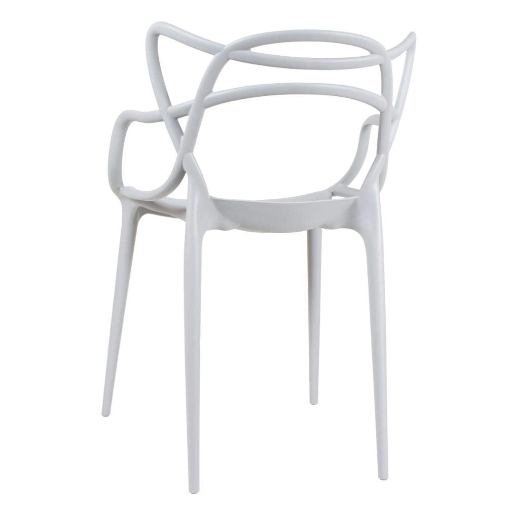 Kit com 8 Cadeiras Master Allegra Design Moderno em Polipropileno para Cozinha e Sala de Jantar - Cinza claro
