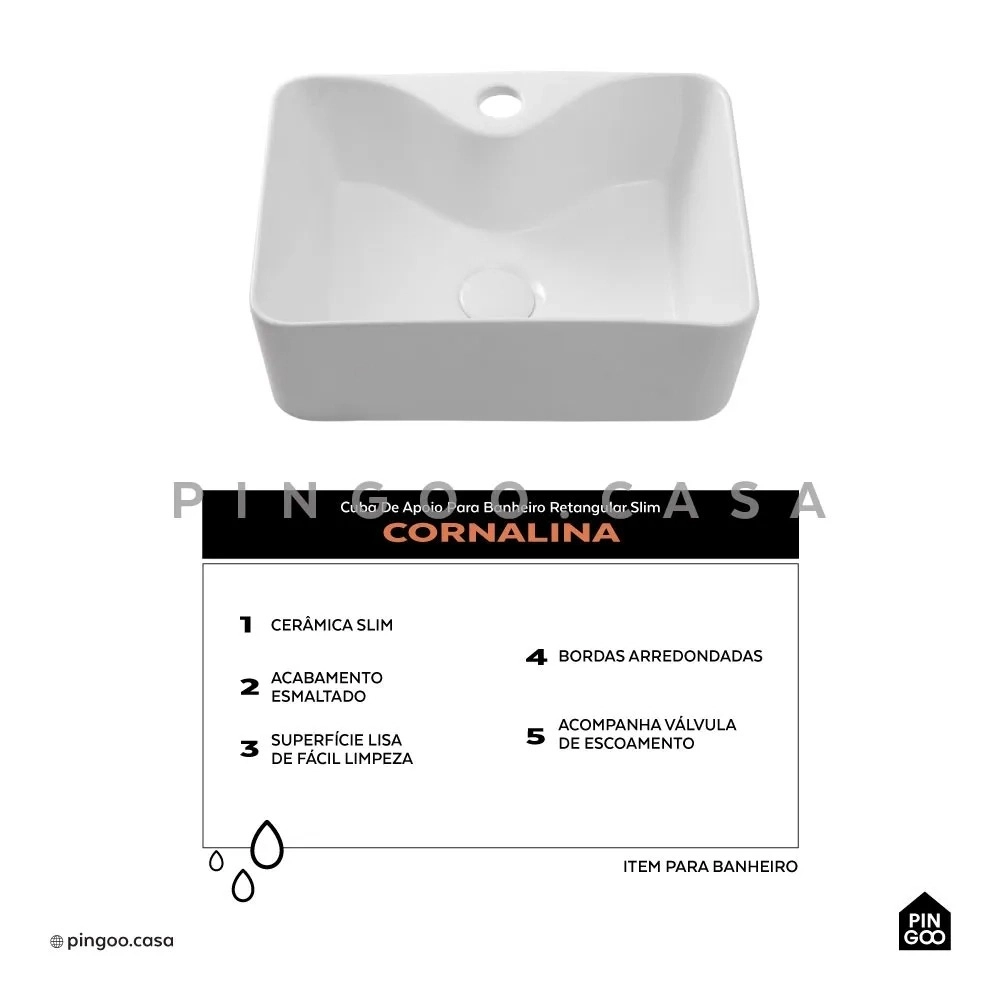 Kit Cuba Cornalina e Torneira Baixa Amazonas Branco