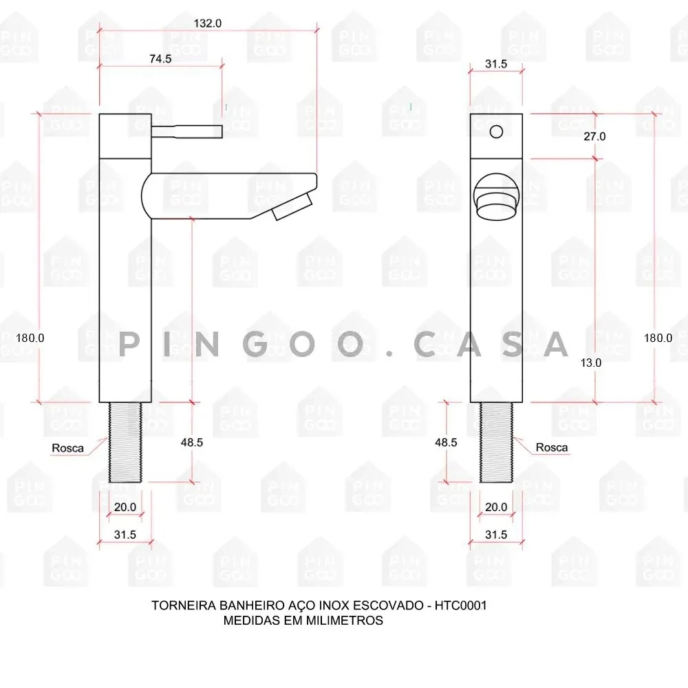 Kit Cuba Cornalina e Torneira Baixa Amazonas Branco