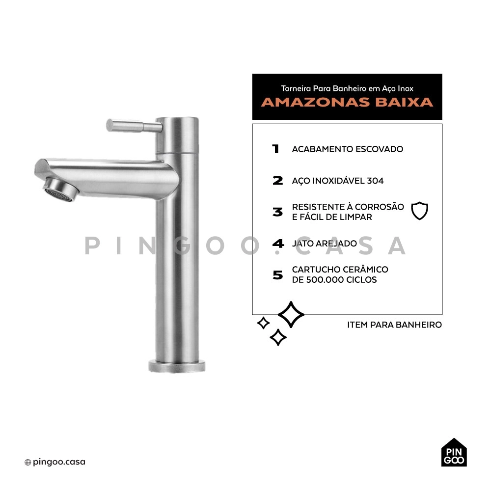 Kit Cuba Cornalina e Torneira Baixa Amazonas Branco