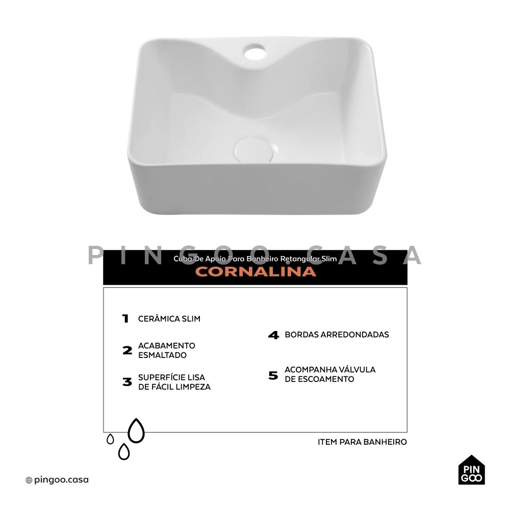 Kit Cuba Cornalina e Torneira Baixa Amazonas Branco
